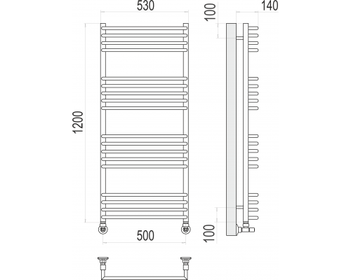 Водяной полотенцесушитель  Терминус Арт П18 500х1200 нержавейка lux