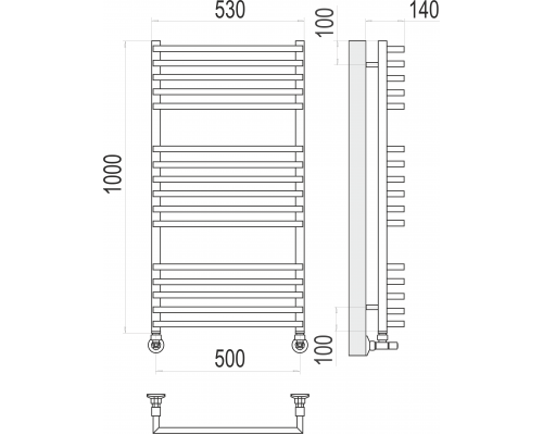 Водяной полотенцесушитель  Терминус Берн П16 500х1000 нержавейка lux