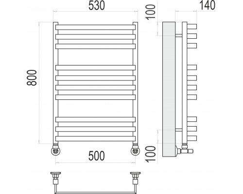 Водяной полотенцесушитель  Терминус Рид П10 500х800 нержавейка lux