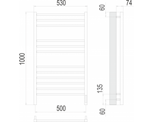 Электрический полотенцесушитель  Терминус Сицилия П12 500х1000 электро нержавейка lux