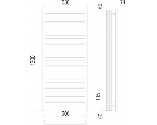 Электрический полотенцесушитель  Терминус Сицилия П15 500х1300 электро нержавейка lux