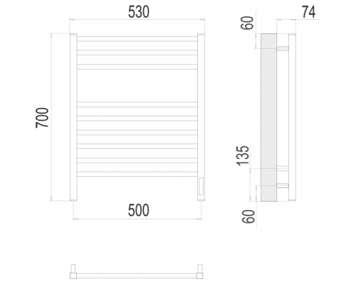 Terminus электро полотенчик Ватикан П9 500х700 электро (sensor quick touch) RAL 9005