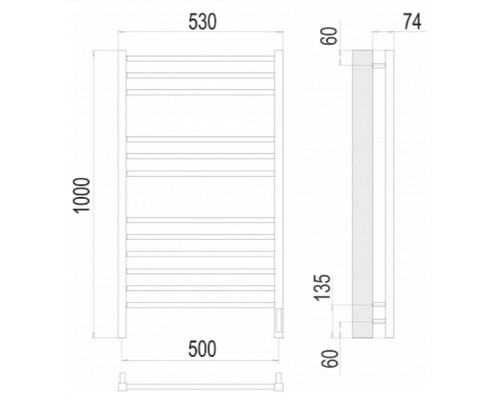 Terminus электро полотенчик Сицилия П12 500х1000 электро (sensor quick touch) RAL 9005