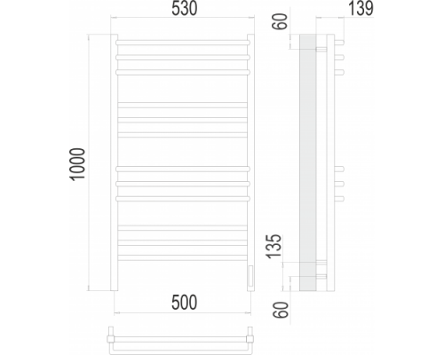Электрический полотенцесушитель  Терминус Соренто П12 500х1000 электро нержавейка lux