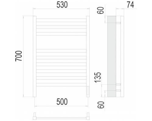 Terminus электро полотенчик Енисей П9 500х700 электро (sensor quick touch) RAL 9005