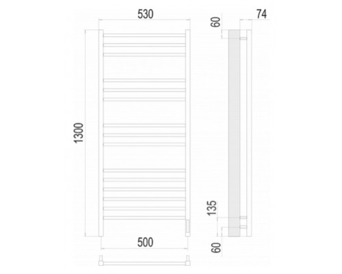 Terminus электро полотенчик Сицилия П15 500х1300 электро (sensor quick touch) RAL 9003