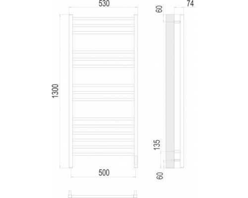 Terminus электро полотенчик Ватикан П15 500х1300 электро (sensor quick touch) RAL 9003