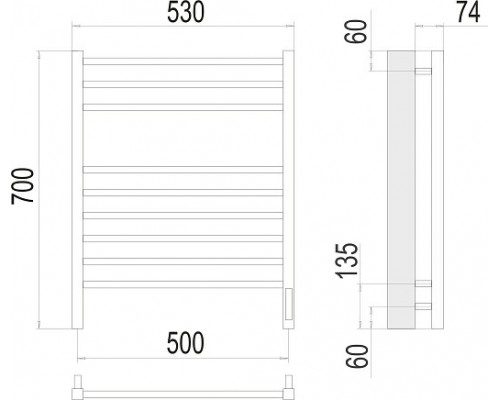 Terminus электро полотенчик Сицилия П9 500х700 электро (sensor quick touch) RAL 9005