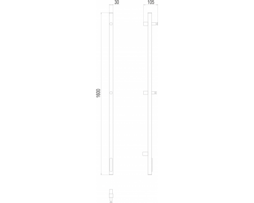 Электрический полотенцесушитель  Терминус Стойка электро UNO проф1600 нержавейка lux