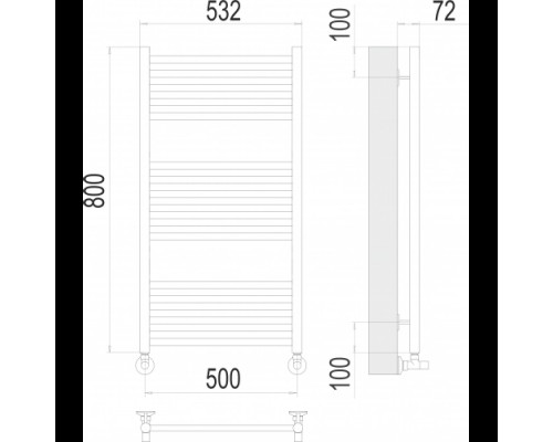 Водяной полотенцесушитель Терминус нержавейка Аврора П16 500х800 матовое золото