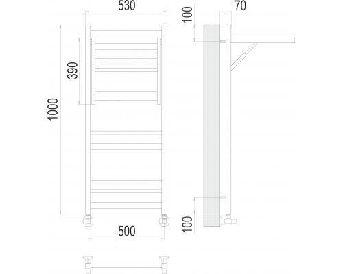 Водяной полотенцесушитель  Терминус Валенсия П14 500х1000 нержавейка standart