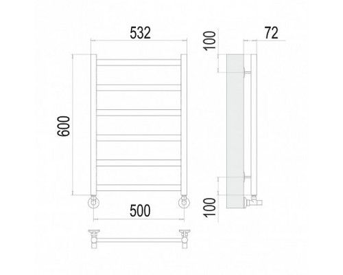 Водяной полотенцесушитель Терминус нержавейка Аврора П6 500х600 бп500 Золото