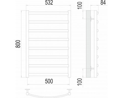 Водяной полотенцесушитель  Терминус Атланта+ П8 500х800 нержавейка econom