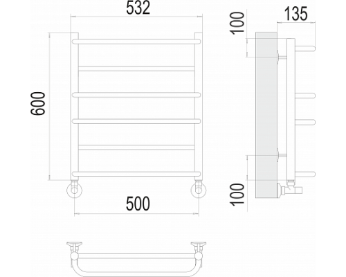 Водяной полотенцесушитель  Терминус Евромикс П6 500х600 нержавейка econom
