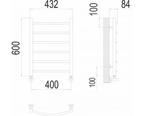 Водяной полотенцесушитель  Терминус Классик П8 500х800 нержавейка золото глянец