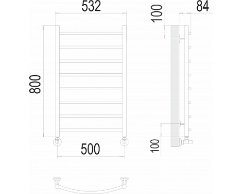 Водяной полотенцесушитель  Терминус Классик П8 500х800 нержавейка econom