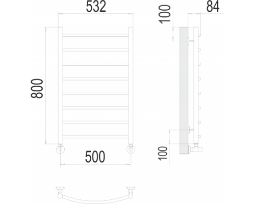 Водяной полотенцесушитель Терминус нержавейка Классик П8 500х800 Матовое золото
