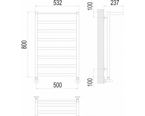 Водяной полотенцесушитель  Терминус Хендрикс П8 500х800  нержавейка econom