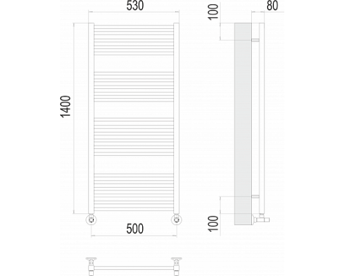 Водяной полотенцесушитель  Терминус Сицилия П22 500х1400 нержавейка lux