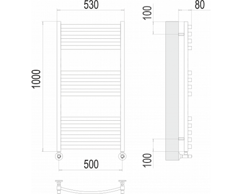 Водяной полотенцесушитель  Терминус Палермо П13 500х1000 нержавейка lux