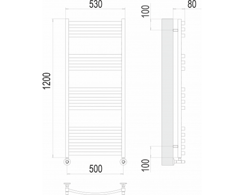 Водяной полотенцесушитель  Терминус Палермо П15 500х1200 нержавейка lux
