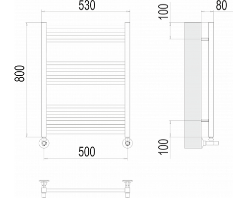 Водяной полотенцесушитель  Терминус Сицилия П12 500х800 нержавейка lux