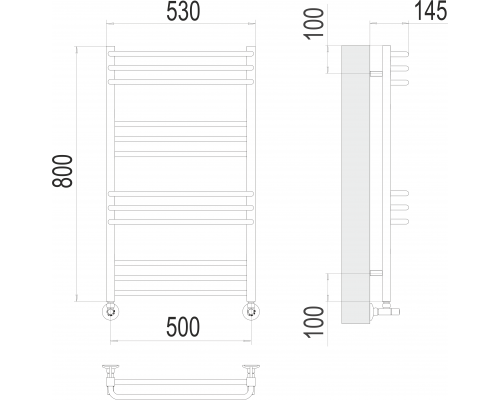 Водяной полотенцесушитель  Терминус Соренто П12 500х800 нержавейка lux