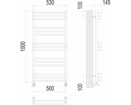 Водяной полотенцесушитель  Терминус Соренто П15 500х1000 нержавейка lux