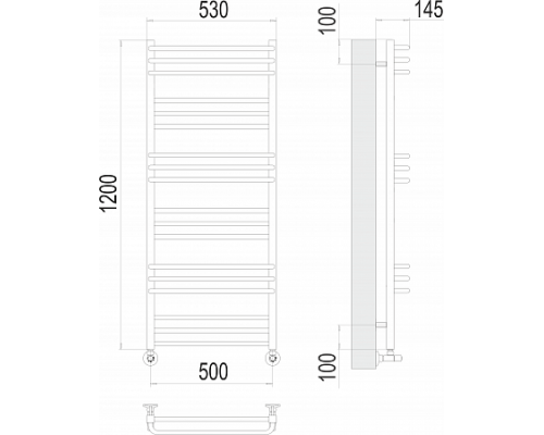 Водяной полотенцесушитель  Терминус Соренто П18 500х1200 нержавейка lux