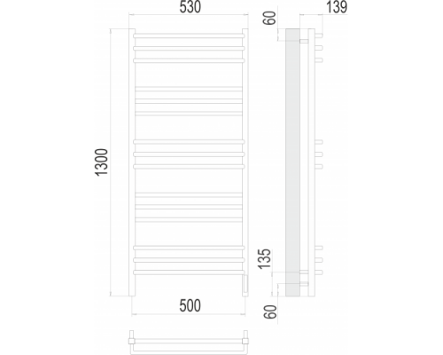 Электрический полотенцесушитель  Терминус Соренто П15 500х1300 электро нержавейка lux