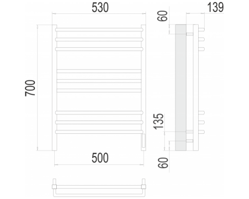 Электрический полотенцесушитель  Терминус Соренто П9 500х700 электро нержавейка lux
