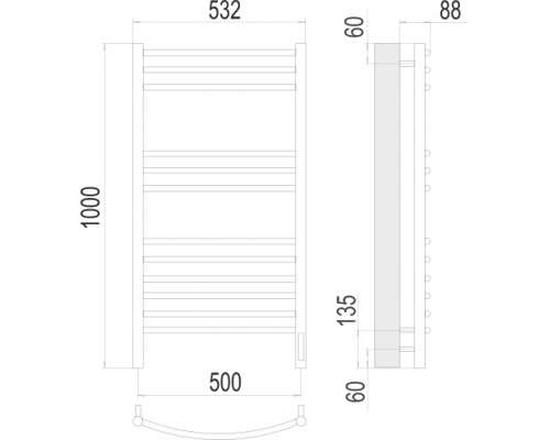 Terminus электро полотенчик Классик П12 500х1000 электро (sensor quick touch) RAL 9003