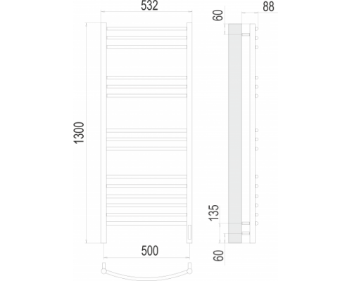 Terminus электро полотенчик Классик П15 500х1300 электро (sensor quick touch) RAL 9003