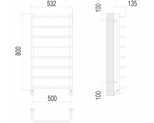 Terminus электро полотенчик Аврора П12 500х1000 электро (sensor quick touch) RAL 9003