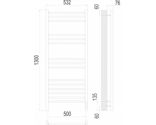 Terminus электро полотенчик Аврора П15 500х1300 электро (sensor quick touch) RAL 9005