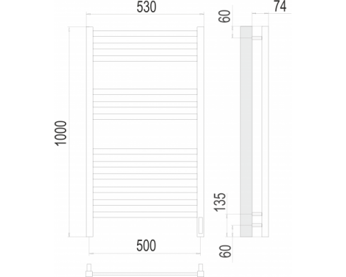 Terminus электро полотенчик Ното П12 500х1000 электро (sensor quick touch) RAL 9003