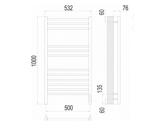 Terminus электро полотенчик Аврора П15 500х1300 электро (sensor quick touch) RAL 9003