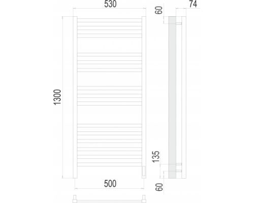 Terminus электро полотенчик Ното П15 500х1300 электро (sensor quick touch) RAL 9005