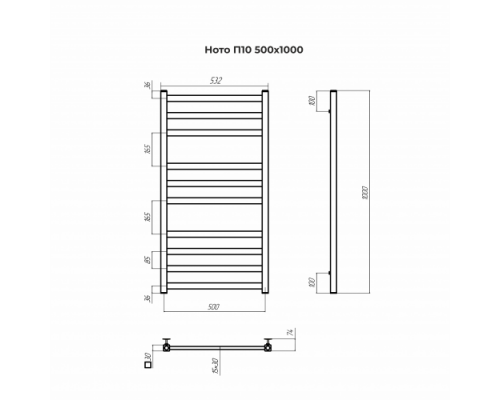 Водяной полотенцесушитель Терминус нержавейка Ното П10 500х1000 Матовое Золото