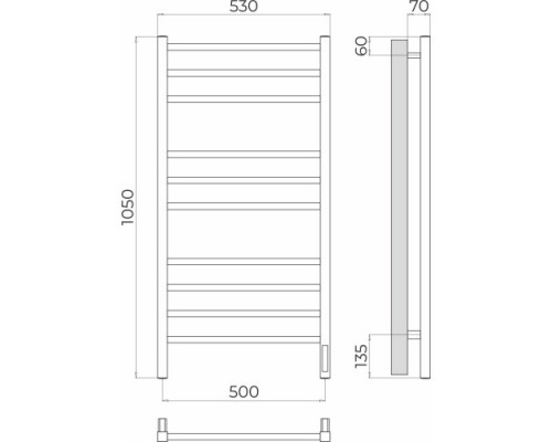 Полотенцесушитель электрический TERMINUS Ватикан П10 500x1050