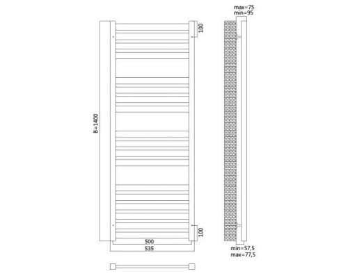 Водяной полотенцесушитель  Терминус Грета П18  500х1400 нержавейка lux