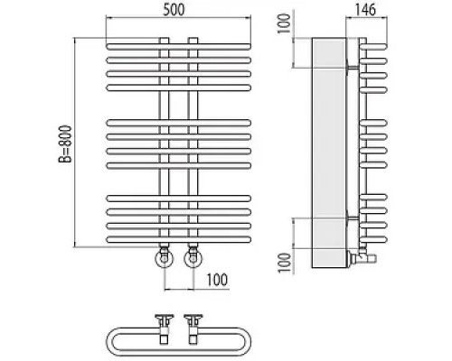 Водяной полотенцесушитель  Терминус Сахара П12 500х800 нержавейка standart