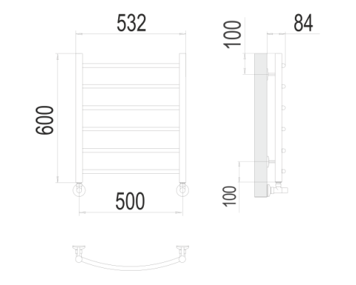 Полотенцесушитель водяной TERMINUS Классик П6 500x600