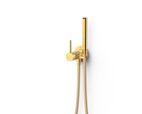 Гигиенический душ встраиваемый в стену Tres Max  шланг и держатель, золото глянец, 134123OR