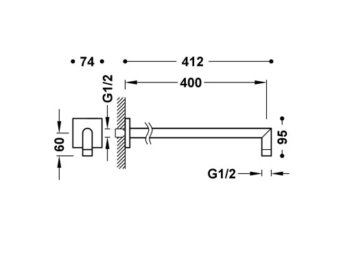 06243201 Настенный кронштейн для верхнего душа 400мм, хром