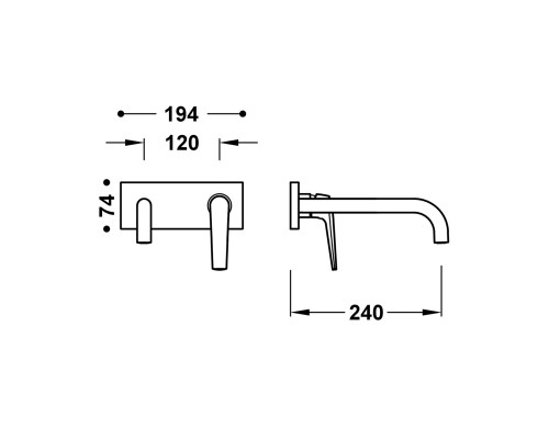 TRES FUJI смеситель для умывальника скрытого монтажа, хром 28130024