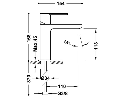 Смеситель для умывальника Tres Loft-tres, 200.103.01 хром