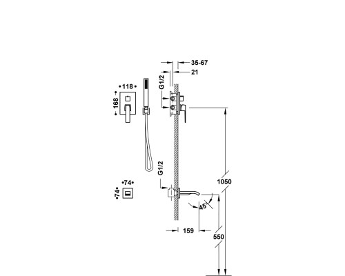 Tres встраиваемый SLIM Rapid-box 2-позионный скрытый смеситель с одной ручкой для ванны и душа-20228007AC