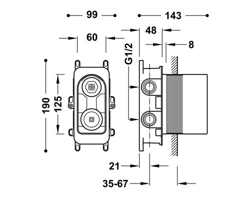 20828110 RAPID-BOX Скрытая часть 2ходовая смеситель для однорычажного смесителя