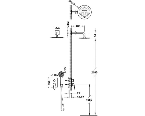 Душевая система скрытого монтажа Tres BASE PLUS RAPID-BOX 2 21628004, комплект